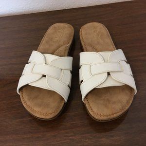 Women's Slide-On Sandals - white, size 7.5 M